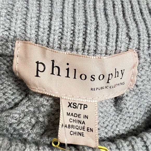New Philosophy Grey Chunky Knit Long Sleeve Sweater - Picture 3 of 5